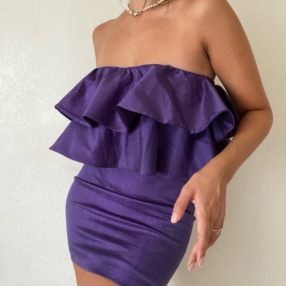 Purple Puffer Cocktail Dress